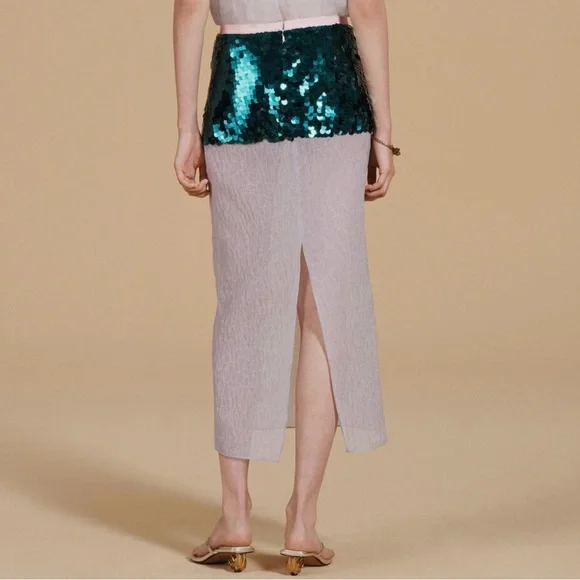 Zara Contrast Sequinned Skirt Limited Edition Dusty Mauve Size XS S 2630/800 NWT - Picture 1 of 8